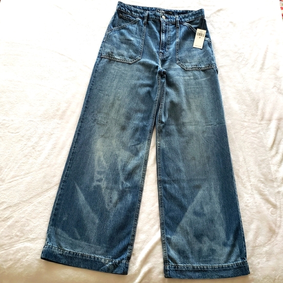 Lauren Ralph Lauren Denim - Ralph Lauren Wide Leg Bleach-Out Carpenter Jeans